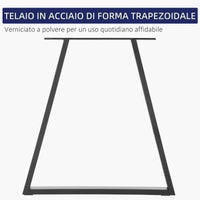 Set 2 Gambe per Tavolo Trapezoidali 70x5x72 cm con 6 Fori e 12 Viti in Acciaio Nero