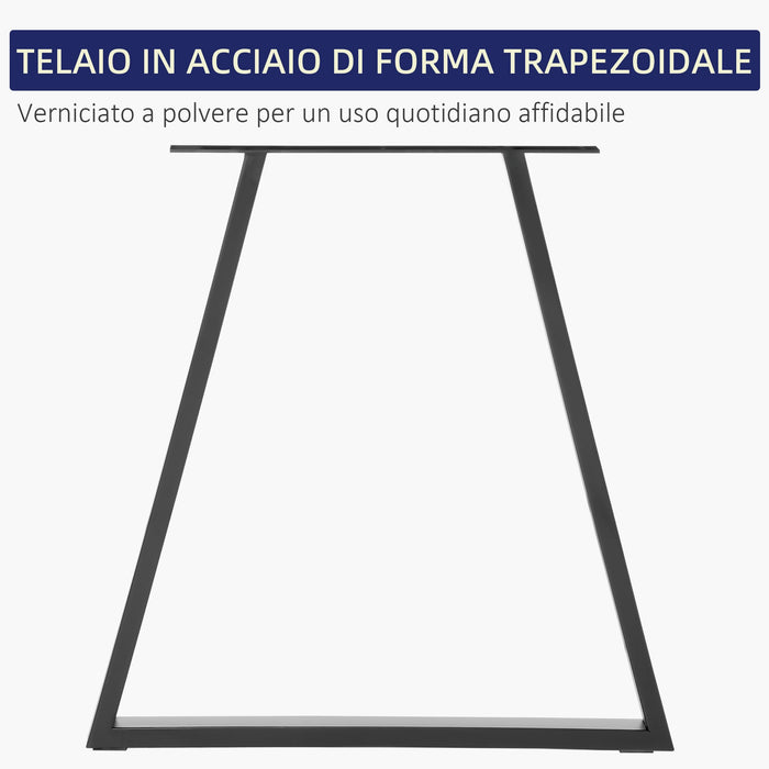 Set 2 Gambe per Tavolo Trapezoidali 70x5x72 cm con 6 Fori e 12 Viti in Acciaio Nero