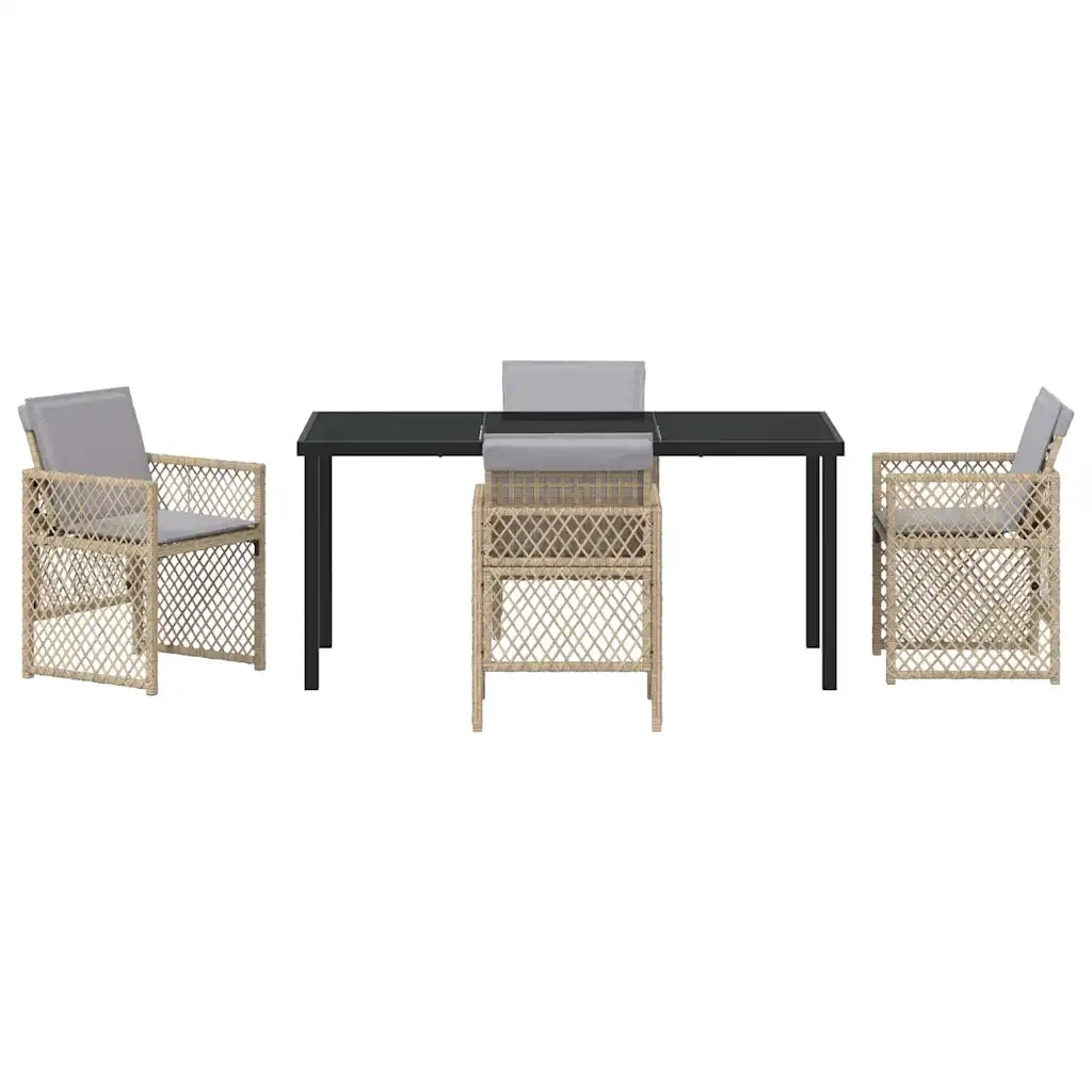 Set da Pranzo per Giardino 5 pz | Set Salotto da Giardino Beige polyrattan