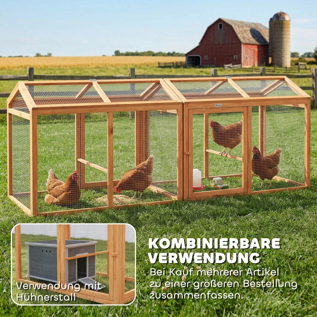 Pollaiolo per Galline con Trespolo e Doppia Porta ¨C zephmum ¨C Legno e Metallo, Arancione, 104x70.5x84 cm