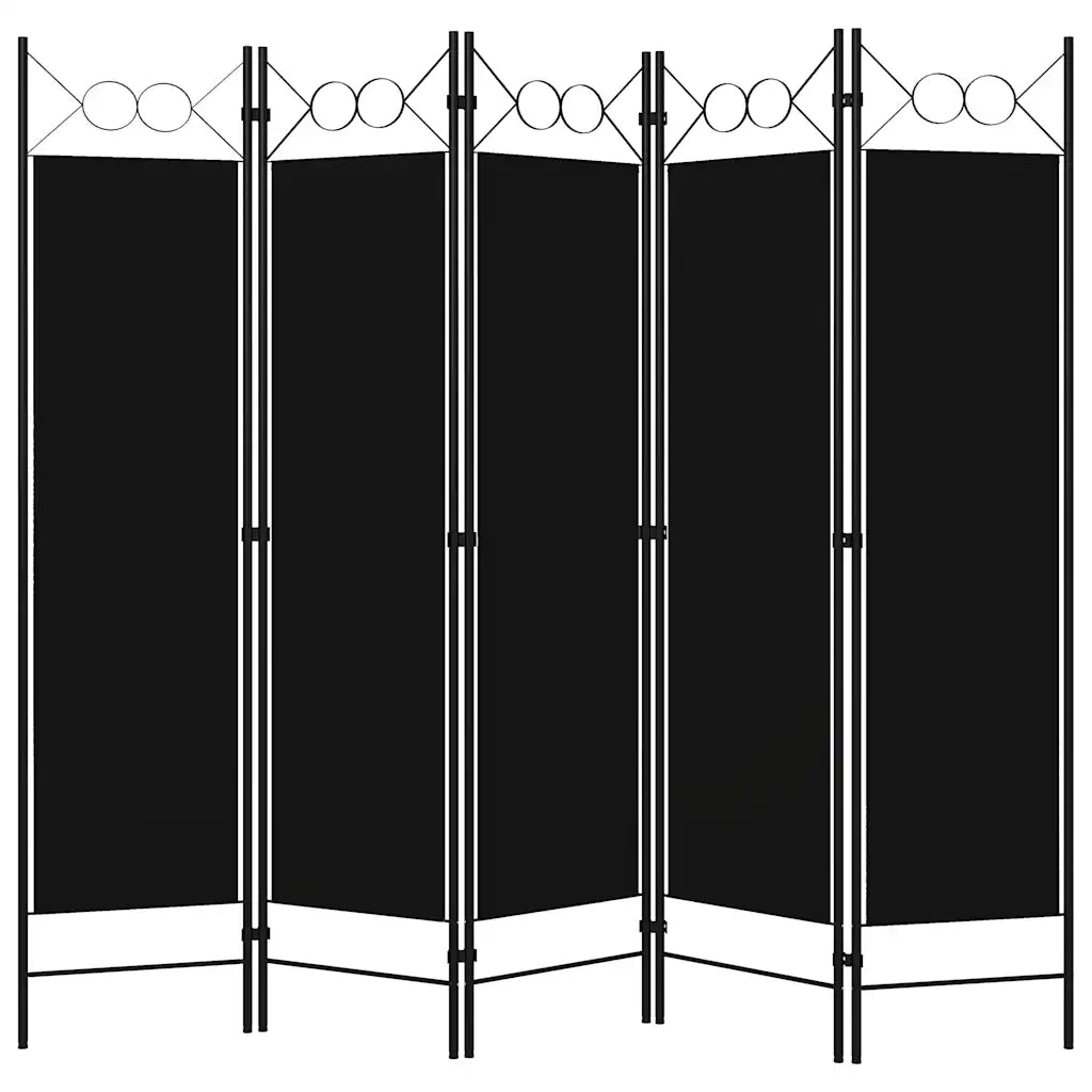 Paravento a 5 Pannelli Nero 200x180 cm 320710