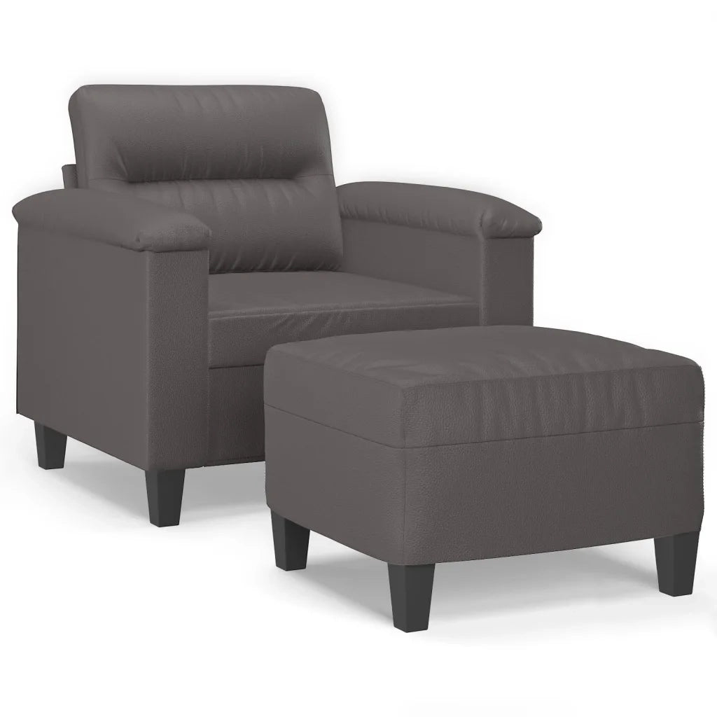 Poltrona con Poggiapiedi Grigio 60 cm in Similpelle 3201239