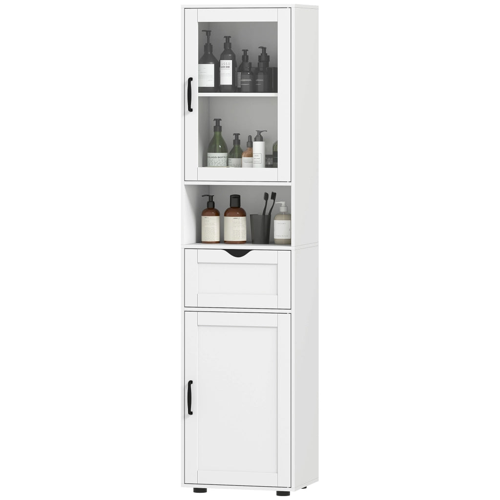 Colonna bagno alta stretta ¨C Xylo ¨C bianco 40x30x165 cm con anta vetro cassetto ripiani
