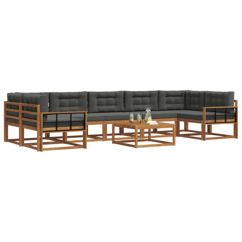 Set di divani da esterno con cuscino 8 pcs Naturale e Antracite