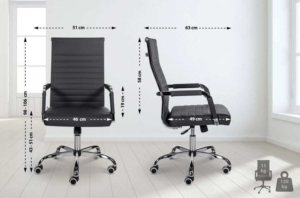 Sedia Da ufficio Amadora nero,Finta pelle