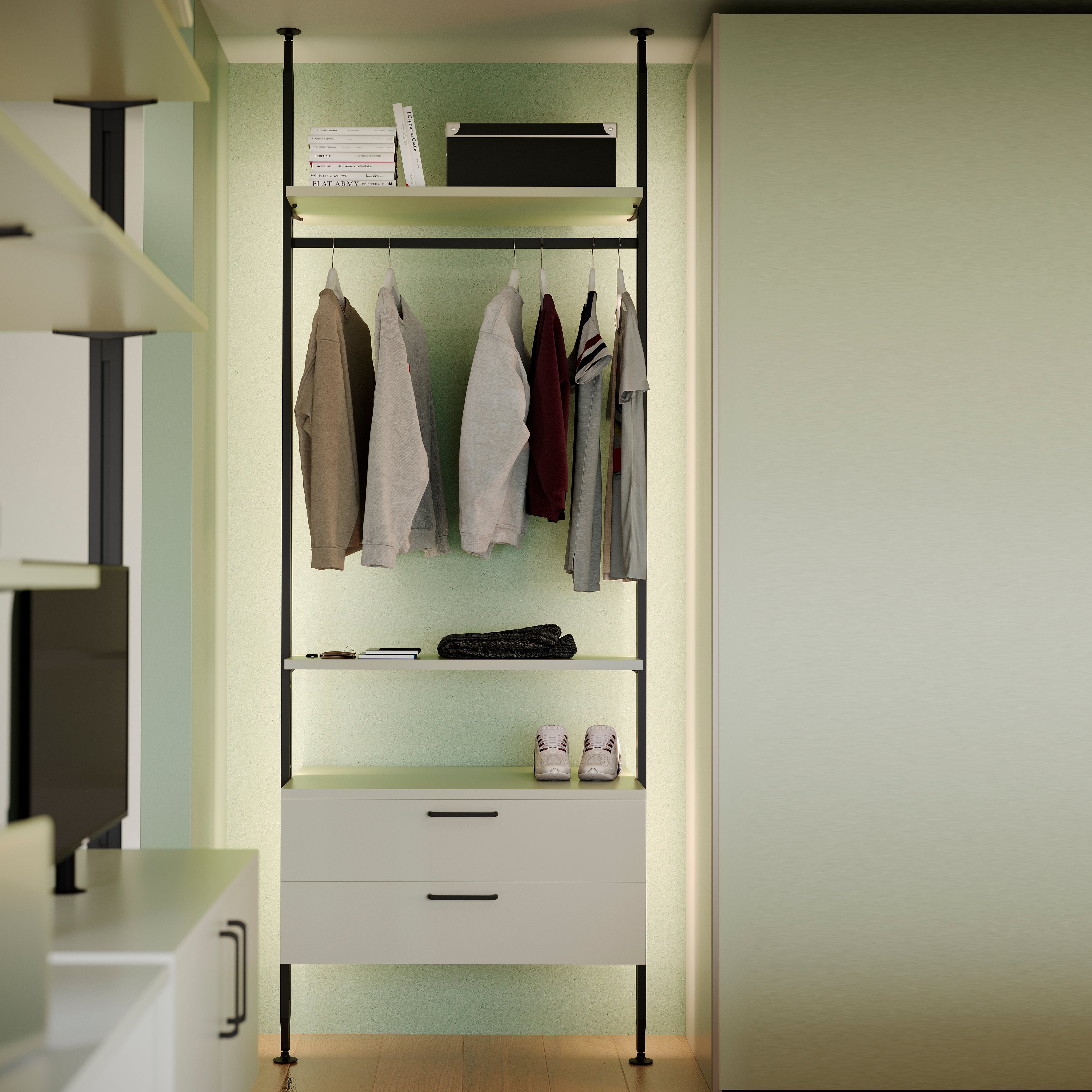 Kit Supporti per Mensole e Appendiabiti in Legno e Alluminio Emuca Zero Nero