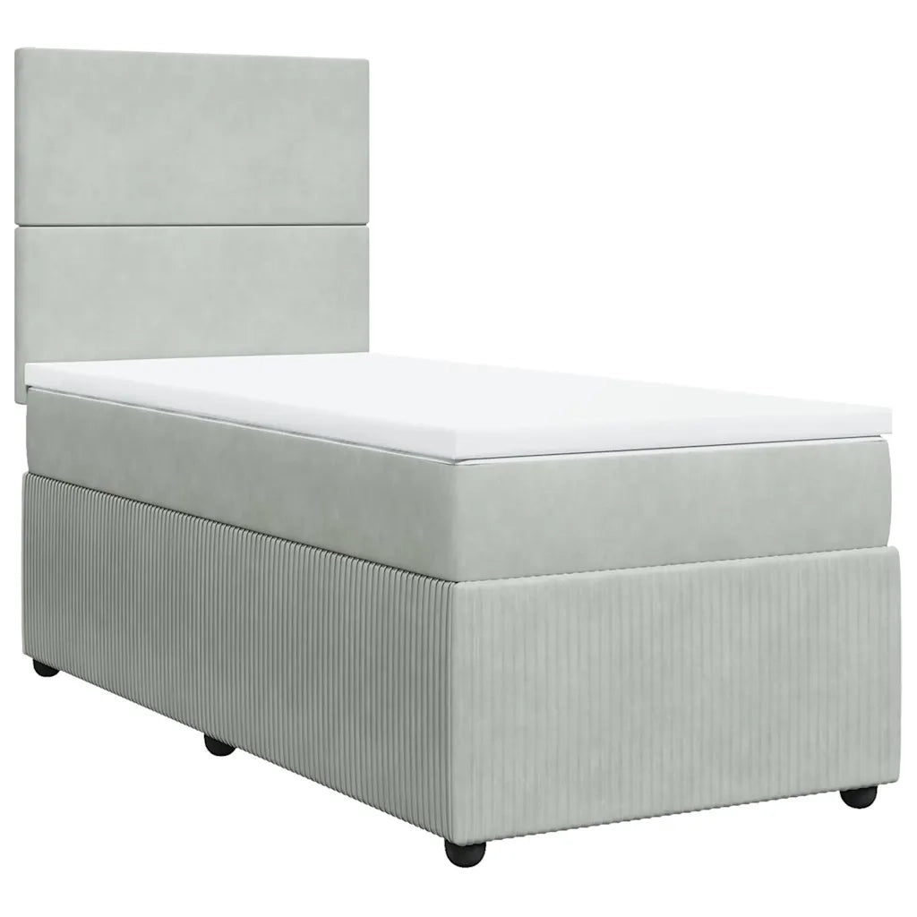 Giroletto a Molle con Materasso Grigio Chiaro 80x200 cm Velluto 3294484