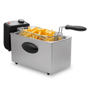 SOGO - Friggitrice Semi-Professionale 3L - 2000W - Acciaio Inox con Termostato e Coperchio con Finestra
