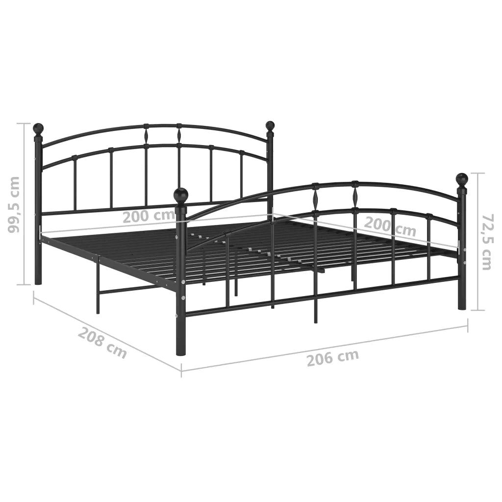 Letto matrimoniale | Letto per adulti | Giroletto Nero in Metallo 200x200 cm