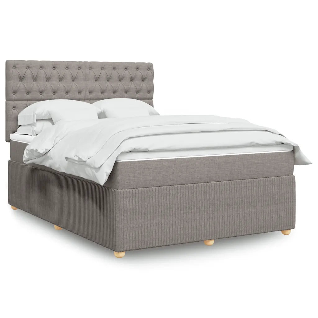 vidaXL Giroletto a Molle con Materasso Tortora 160x200 cm in Tessuto