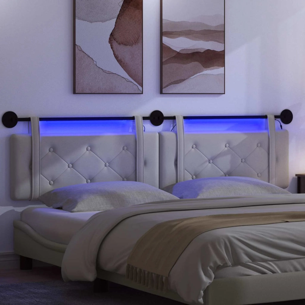 Testiera sospesa Con luce LED Bianco Similpelle