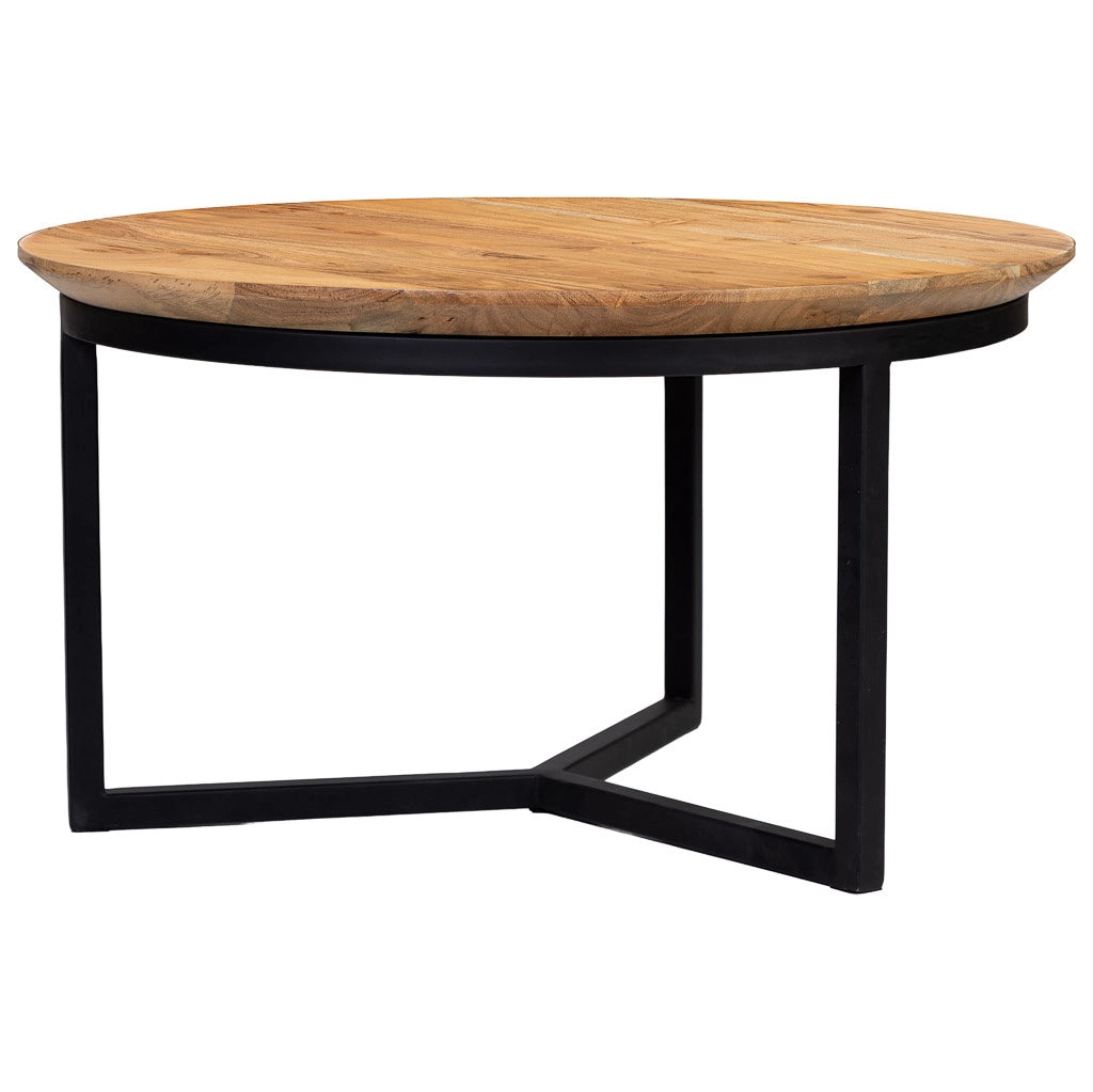 Tavolino rotondo in legno di mango naturale e ferro 59x59x33h cm