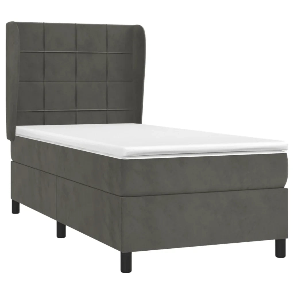 Giroletto a Molle con Materasso-Struttura Letto Grigio Scuro 80x200 cm Velluto 155666