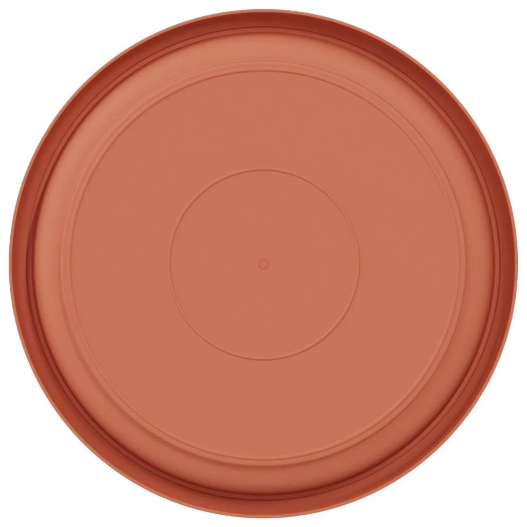 Set di 24 vassoi rotondi per fiori 14 x 2 cm per uso interno ed esterno ergonomici moderni in plastica rosso mattone 02_0059351