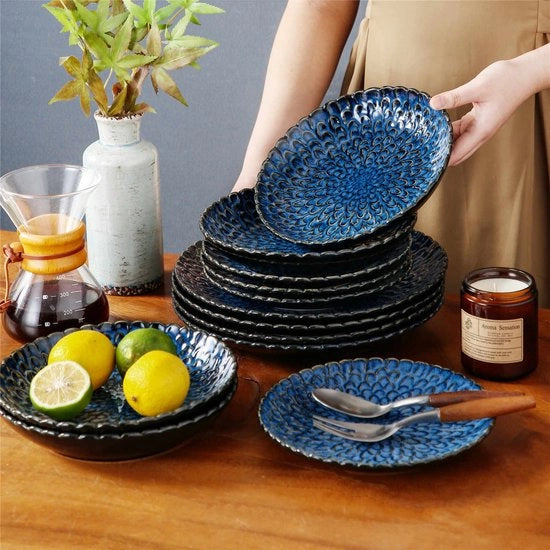 Servizio da Tavola in Porcellana Blu - 12 pezzi - per 6 persone