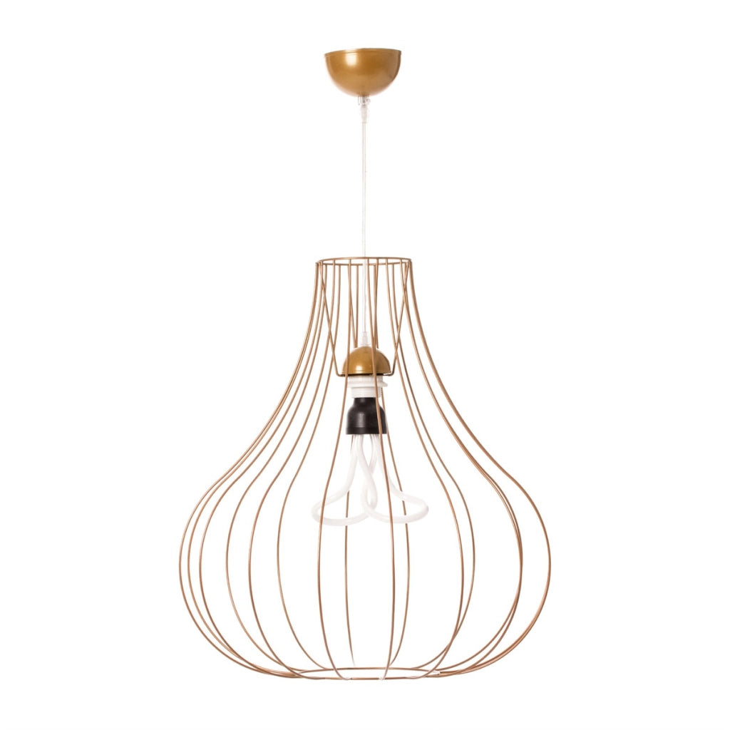 Lampada a sospensione Leonie in metallo color oro