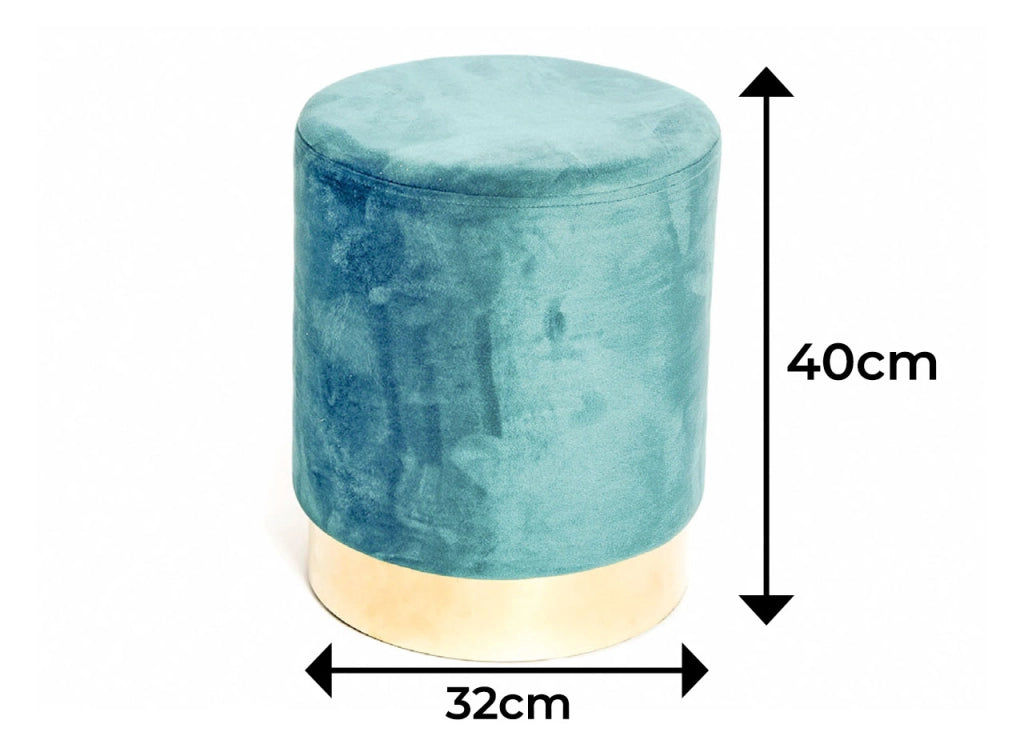 Pouf Salotto/Camera Rotondo Imbottito Modello Cilindro Velvet In Tinta Unita - Pouf - Petrolio