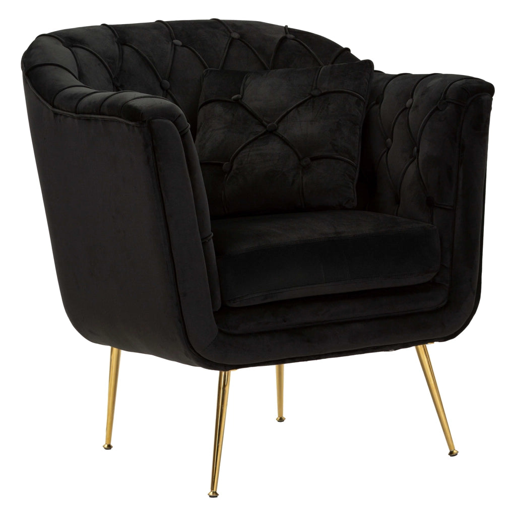 Poltroncina Turtuk, Poltrona con Cuscino, 88x83x91h cm Nero