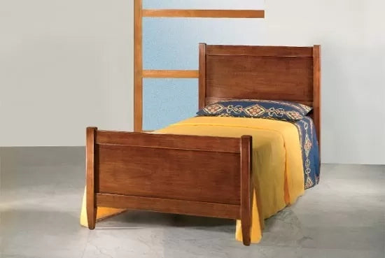 Letto 1 piazza e mezza legno arte povera tinta noce 131x210x108 - Mobili 2G