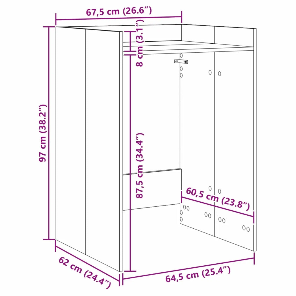 Mobiletto per lavatrice Calcestruzzo 67,5 x 62 x 97 cm CFW7740279