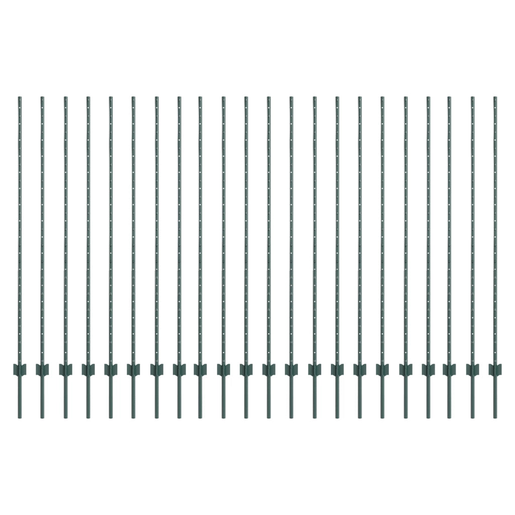Pali per recinzioni 22 pcs U-Channel verdi 200 cm in acciaio
