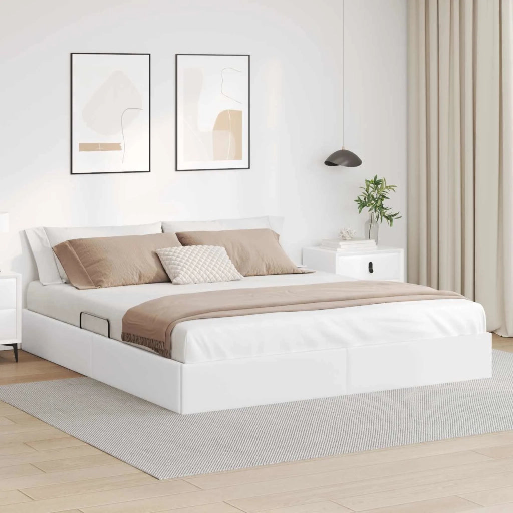 Letto ottomano Bianco Puro 180 x 200 cm Pelle Sintetica 3442783