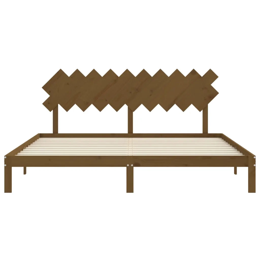 Giroletto con Testiera ambra 200x200 cm in Legno Massello 3193749