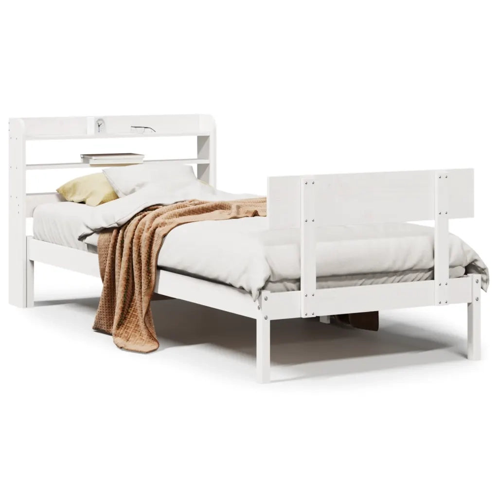 Letto senza Materasso Bianco 90x190 cm in Legno Massello Pino 3306606
