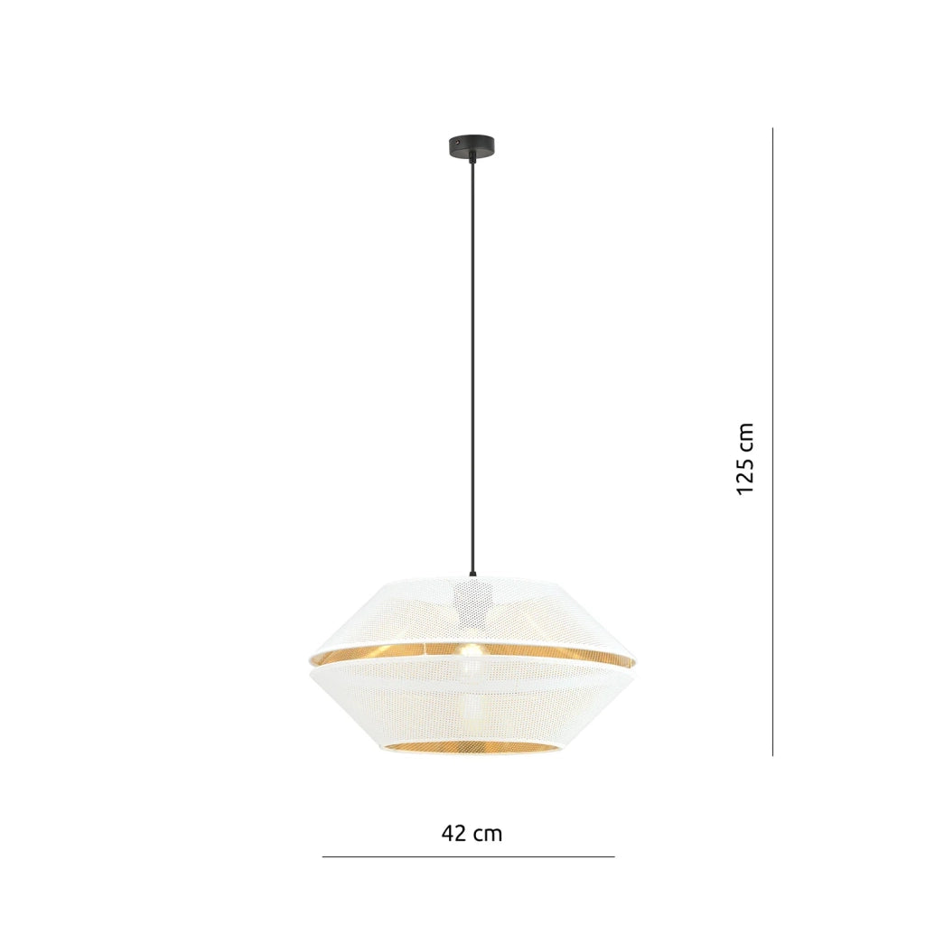 Sospensione Contemporanea 1 Luce Enea In Metallo Bianco E Oro