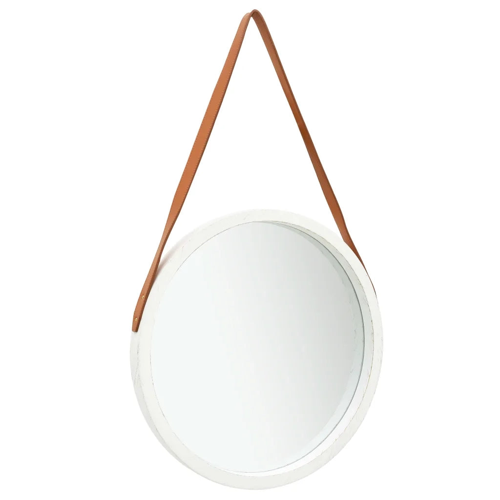 Specchio da Parete con Cinghia 50 cm Bianco