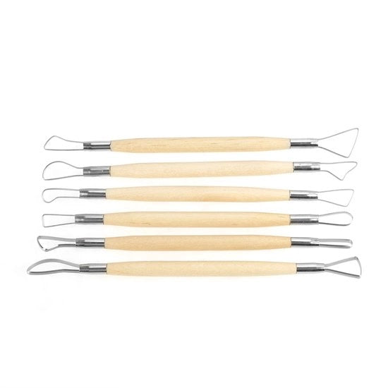 Gli Strumenti di Cottura 6 Pezzi - Coltellini Taglienti a Doppia Lama - Manico in Legno - Multifunzionale - Scultura - Taglio Ceramica - Scultoreggiatura
