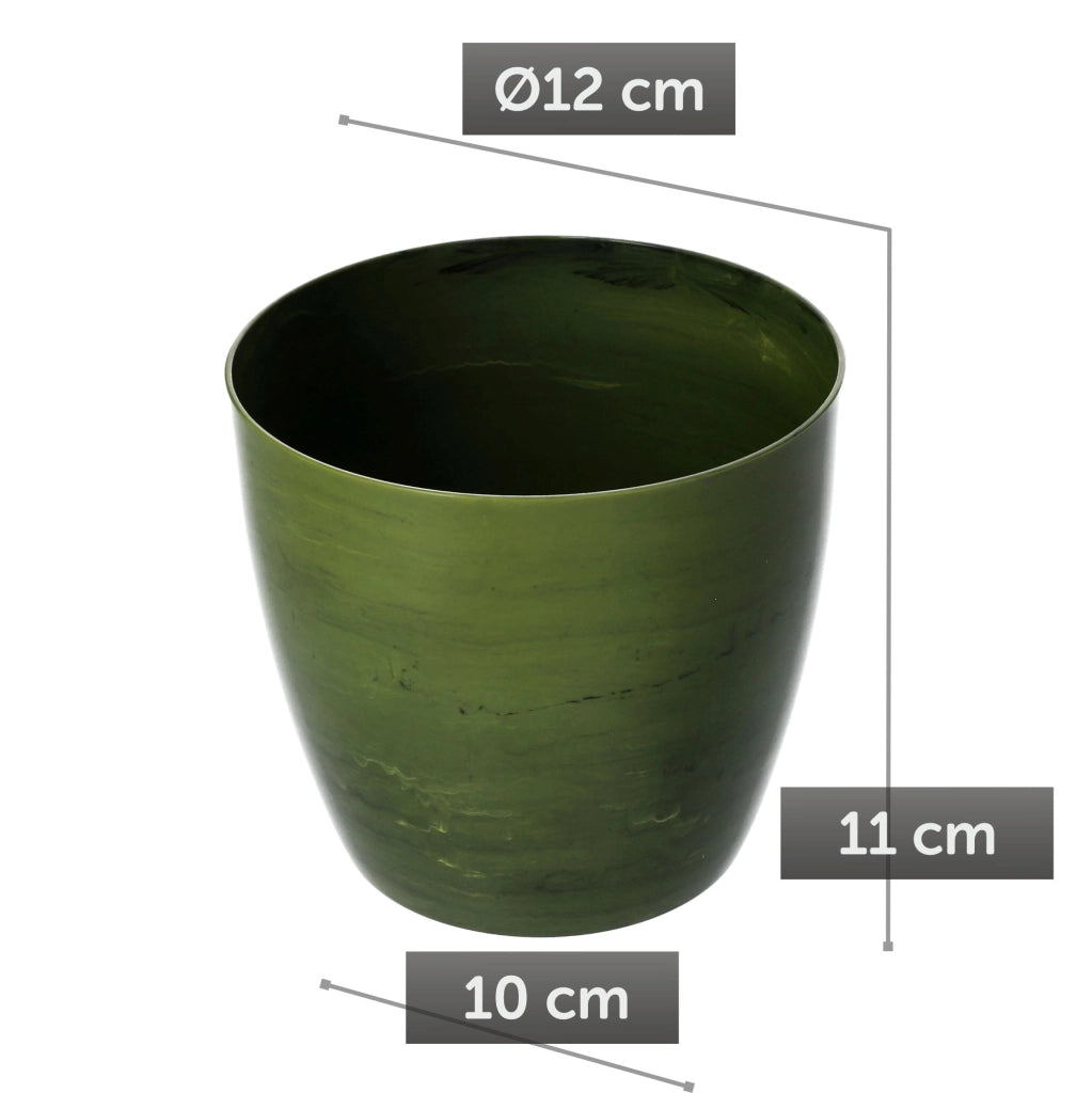 Coprivaso KADAX, rotondo, 12 cm, per soggiorno, verde marmorizzato.