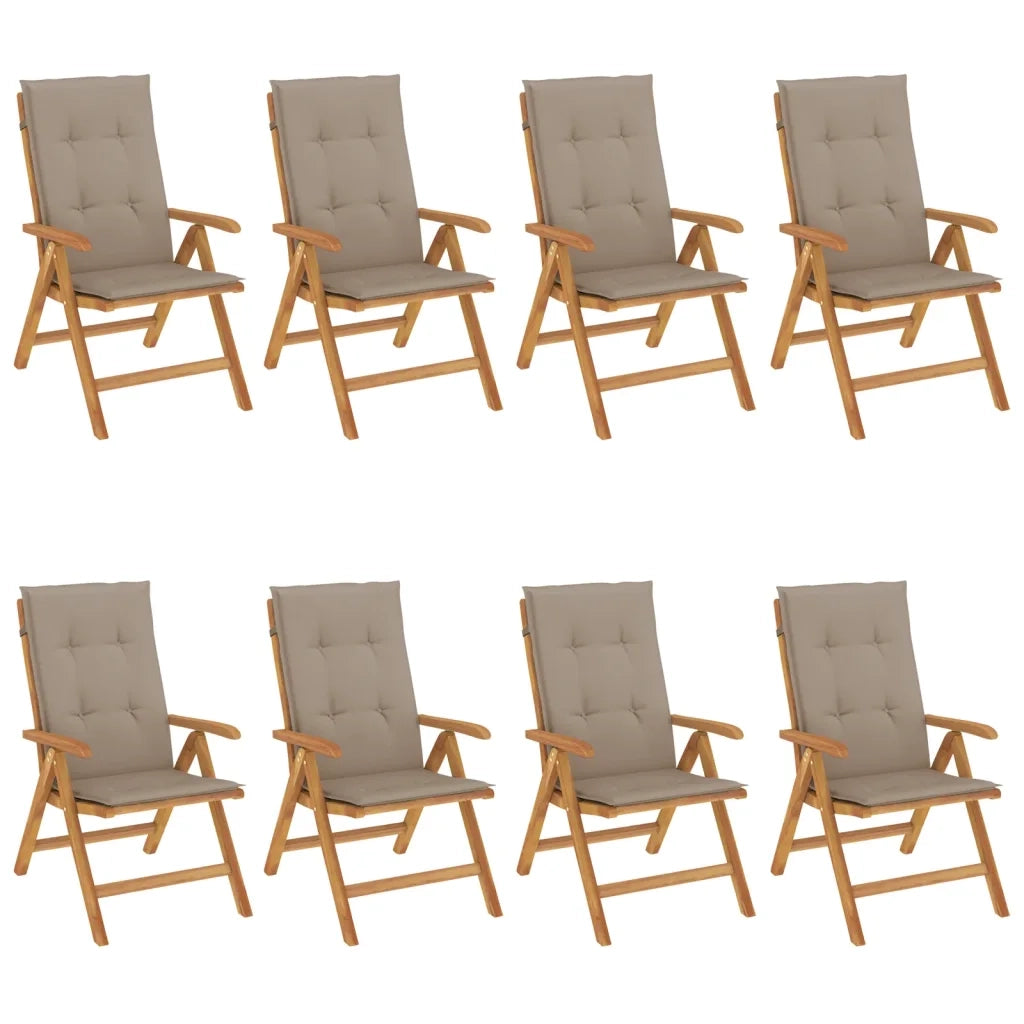 Sedie da Giardino Reclinabili con Cuscini 8 pz in Legno di Teak 3196531