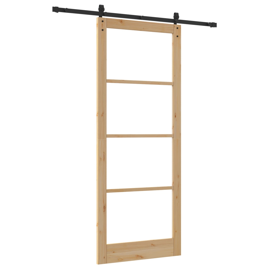 Porta scorrevole con set di accessori "ORKDAL" Legno massello e vetro