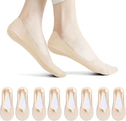 Sokken senza vista Ice Silk, 4 paia, antiscivolo e invisibili, calze di protezione per adulti con imbottitura ultima generazione.