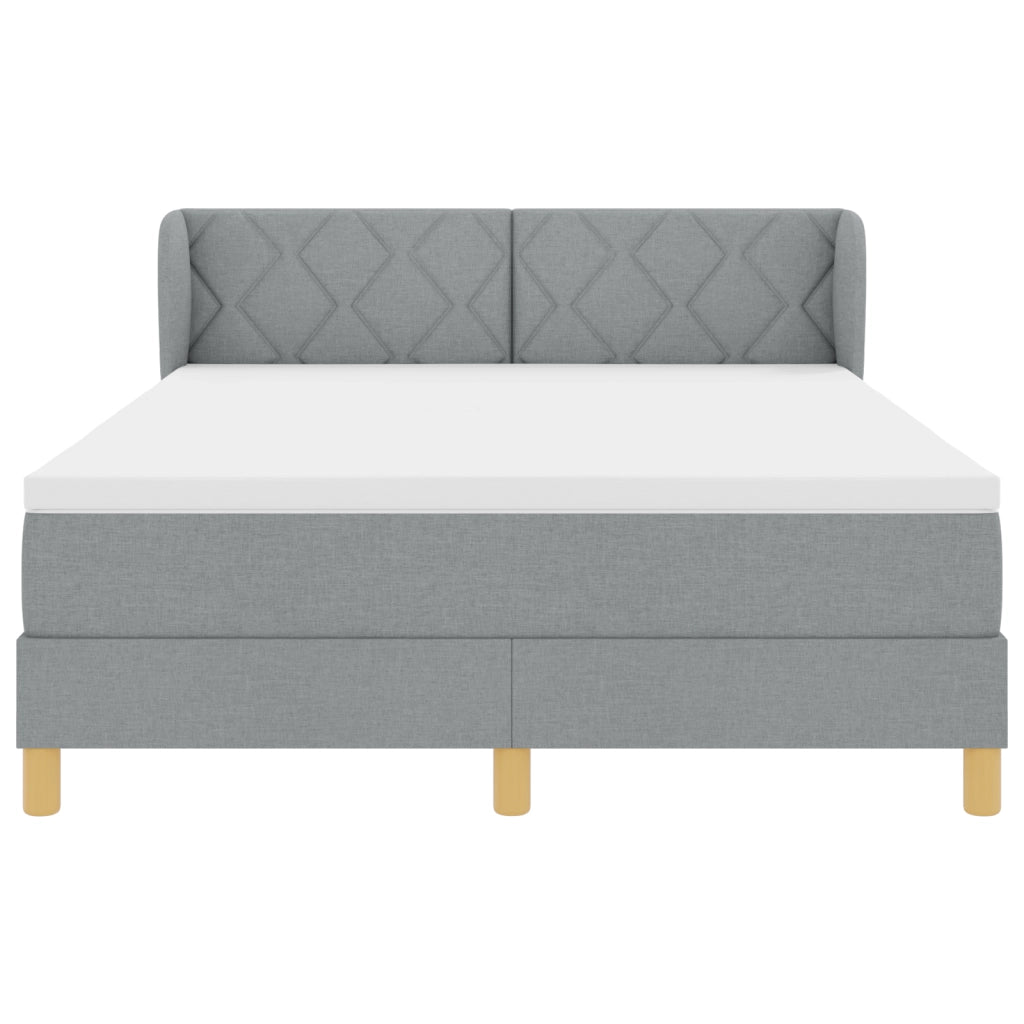 Letto a box con materasso Grigio chiaro 160x200 cm Tessuto