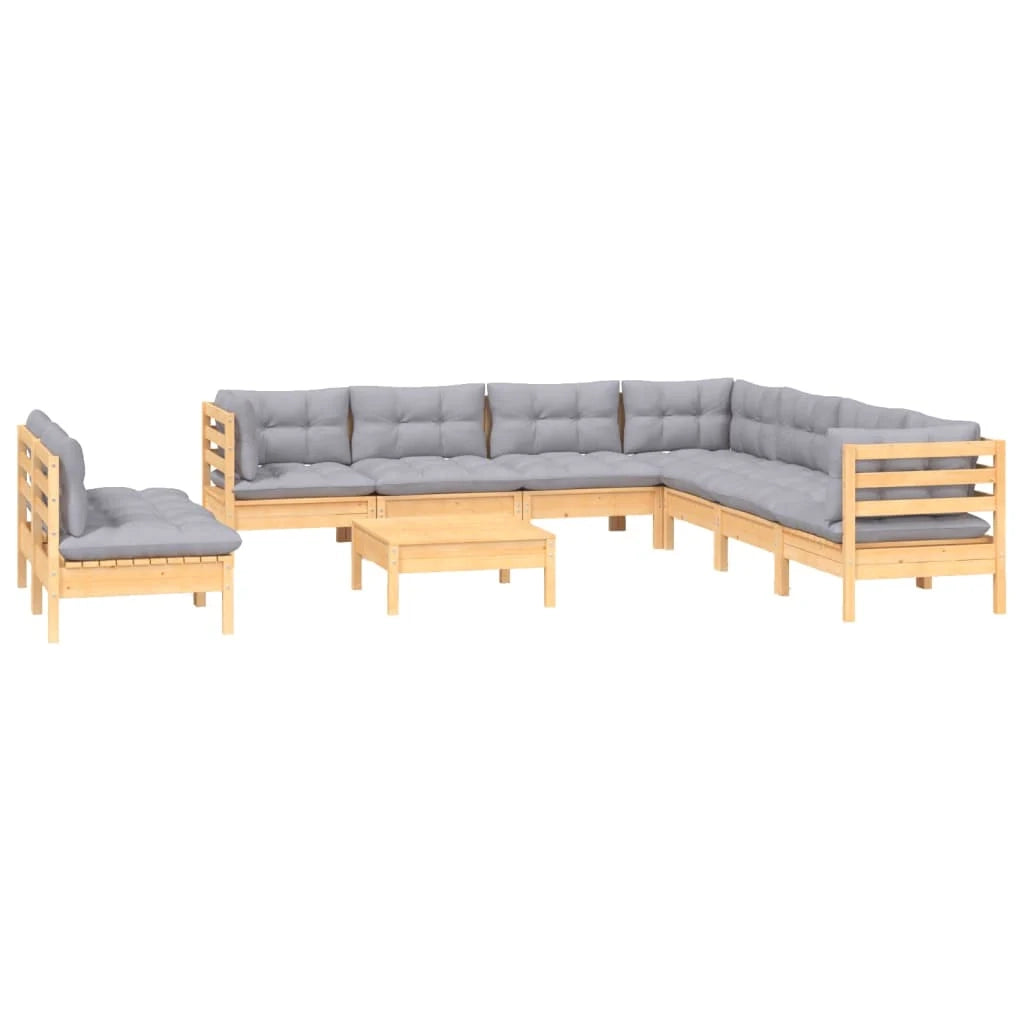 Set di mobili da giardino mobili da esterno 10 pezzi con cuscini grigio legno di pino massiccio 02_0015035