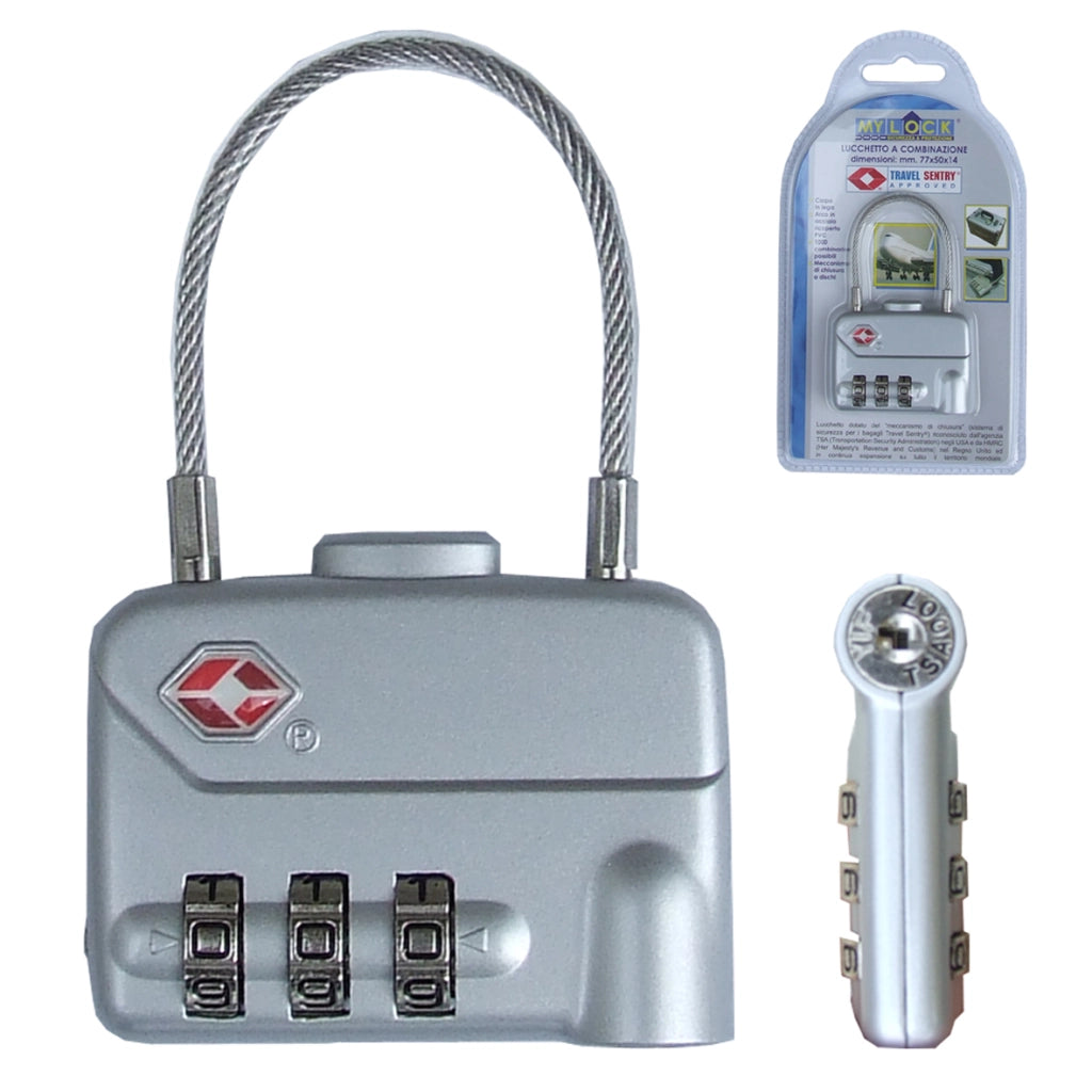 Lucchetto.Mylock.Tsa 3 Cifre Argento 320