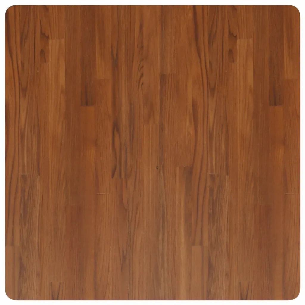 Piano Tavolo Quadrato Marrone Scuro 80x80x4cm Rovere Trattato