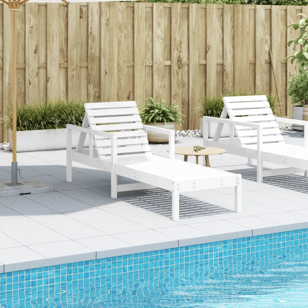 Lettino Prendisole | Sdraio da giardino | Lettino da sole Bianco 199,5x62x55 cm Legno Massello di Pino