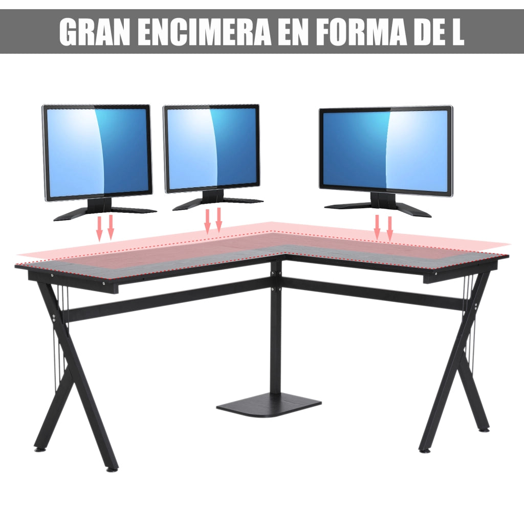 Scrivania Angolare in Legno per PC ¨C zephmum ¨C Rovere 100x50x75