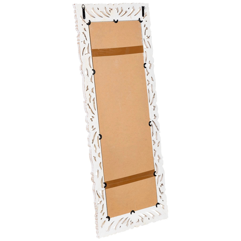 Specchio da parete in legno bianco 60x120x2,5h cm