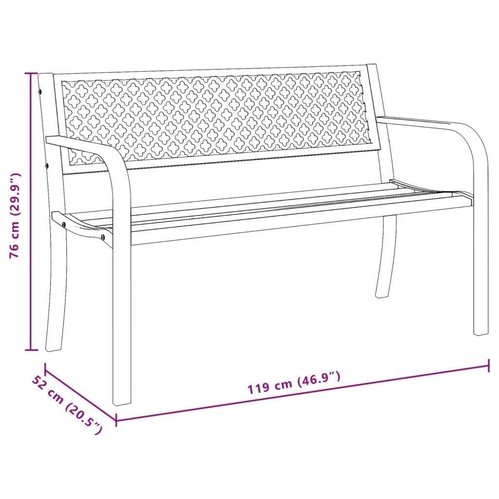 Panchina da Giardino 119 cm Nera in Acciaio 4002828
