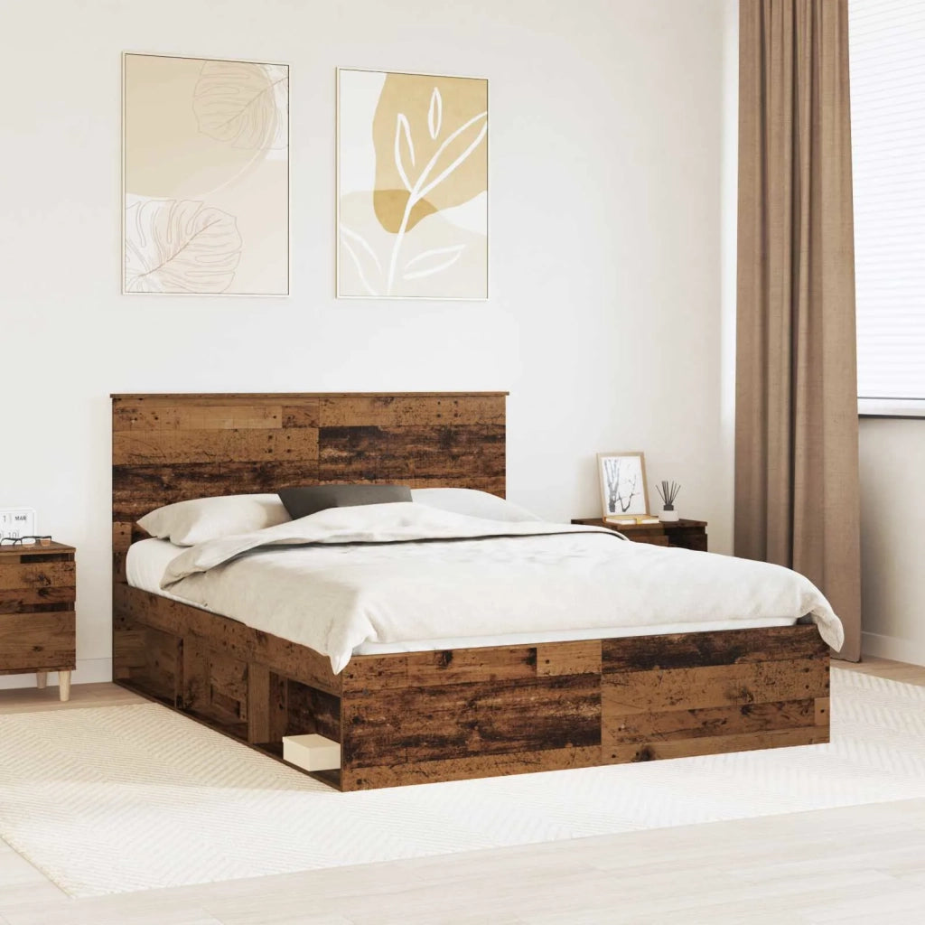 Struttura del letto-Giroletto Legno vecchio 150 x 200 cm Pino massello 778220