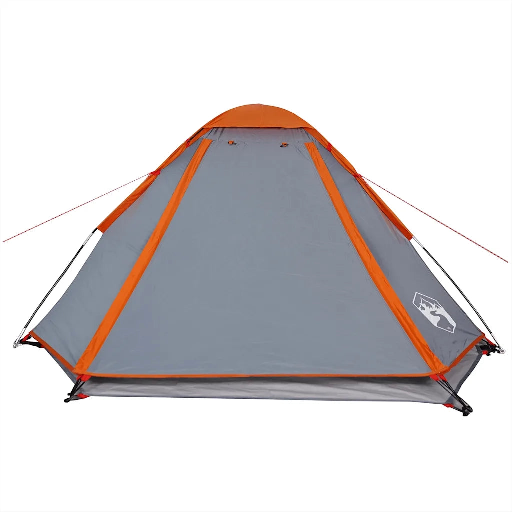 Tenda da Campeggio a Cupola 4 Persone-Tenda per Escursionismo Grigio e Arancione 601783