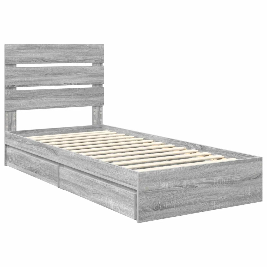 Letto con Contenitore con testiera Grigio Sonoma 90 x 200 cm