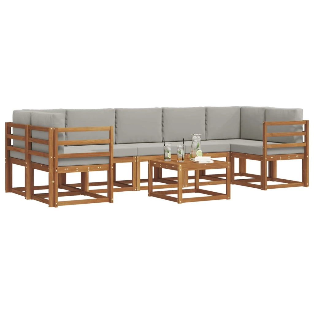 Set di divani da esterno 8 pcs Grigio Naturale e Chiaro