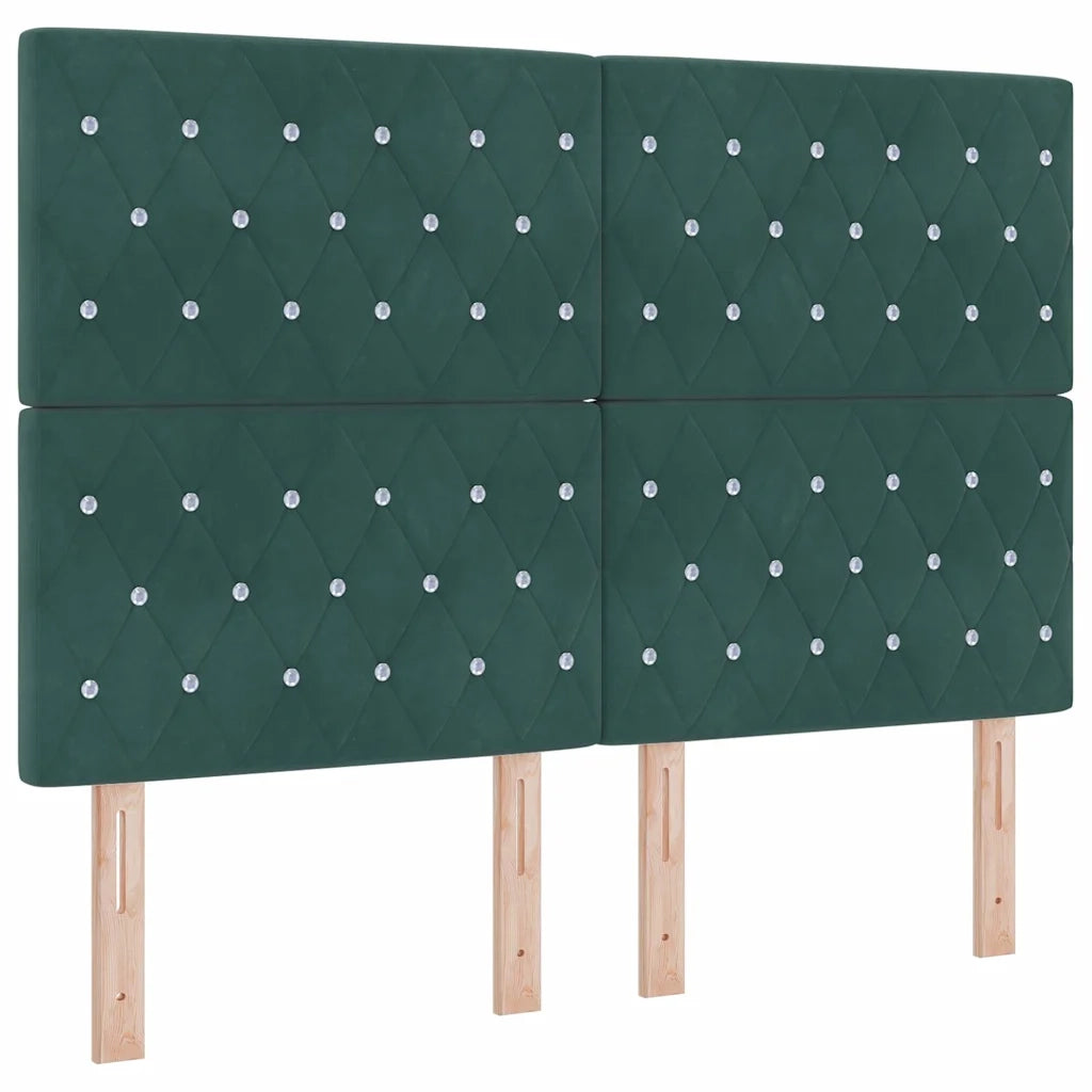 Letto a molle con strisce LED Verde Scuro 140 x 200 cm Velluto 3343817
