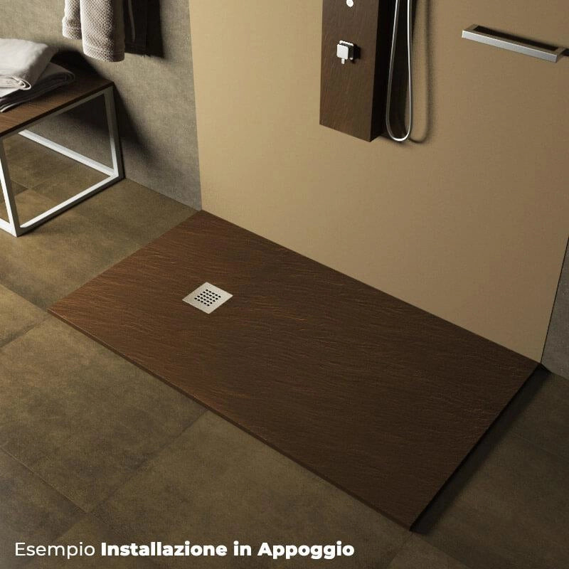 Piatto Doccia in Pietra 100x110 cm Pedrinelli Ardesia Stone Side Marrone