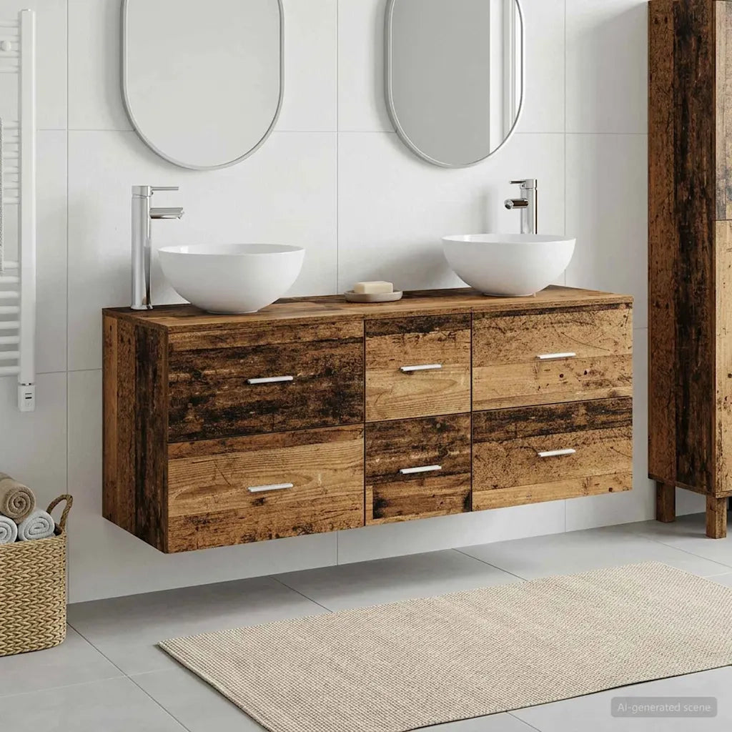 Set di Armadi da Bagno 3 pz Legno antico 49,5 x 35 x 63 cm 3405801